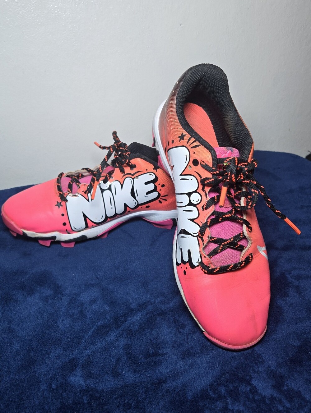 Nike Diamond Kids Softball Cleats 6Y Pink/Red/Black/White Graffiti FZ8655-600